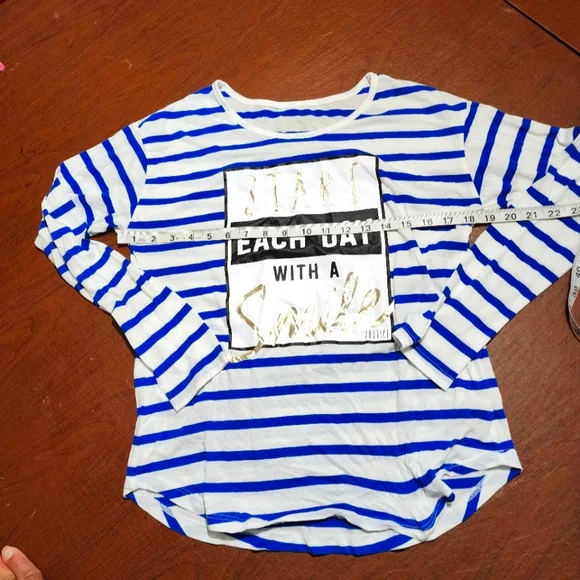 Justice Blue and White Striped Shirt - Picture 3 of 6